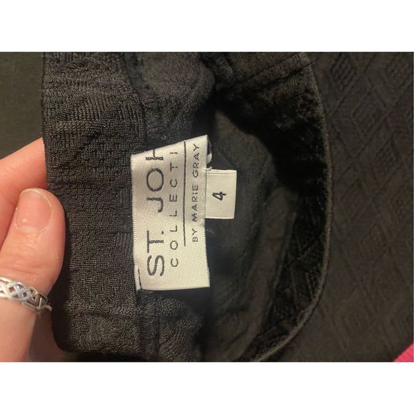 St. John Black Textured Knit Mini Skirt Stretch Size 4 - Picture 7 of 14